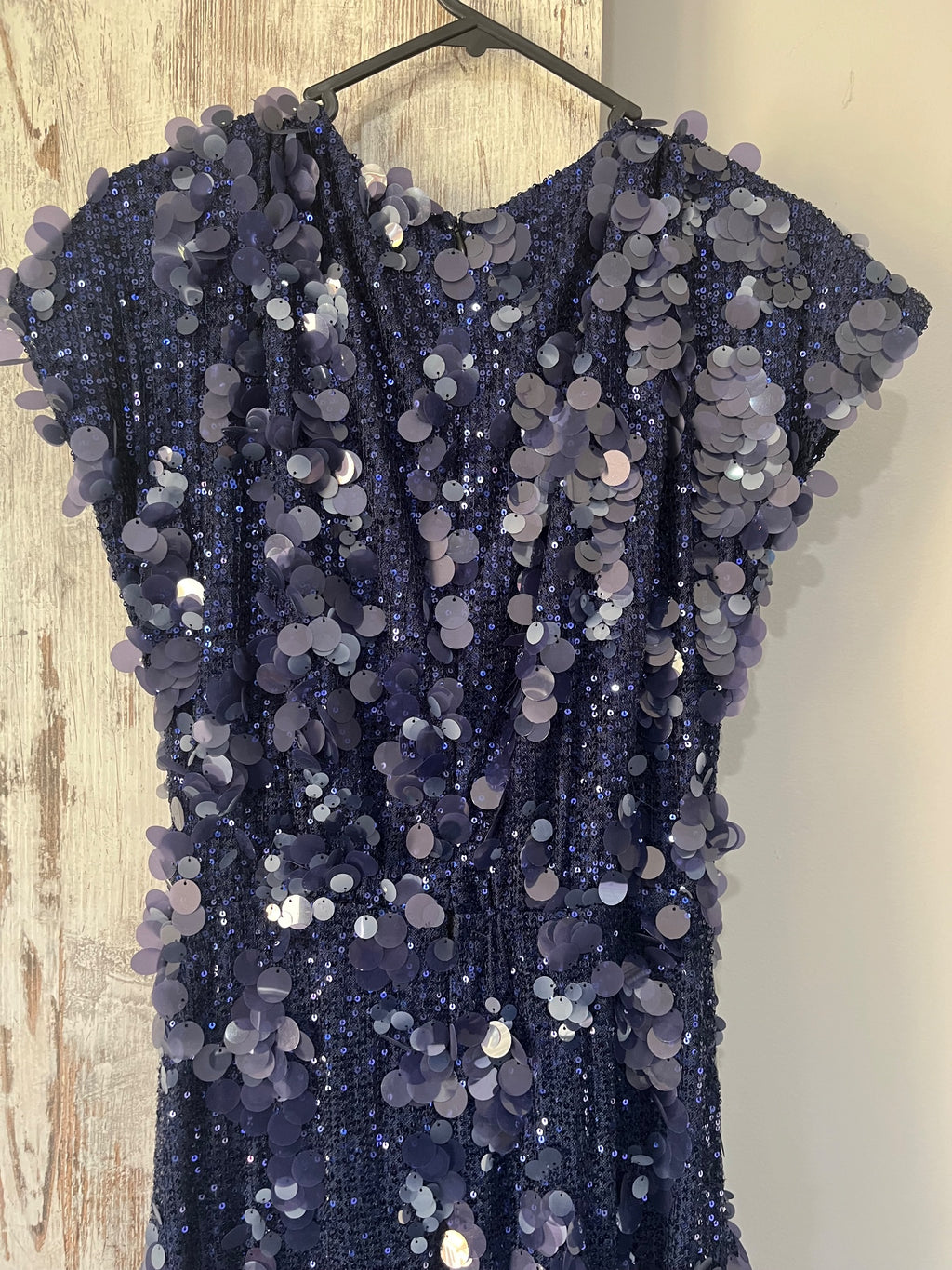 SAVEL Navy Blue Sequin Embellished Evening Gown 10 - Image 5