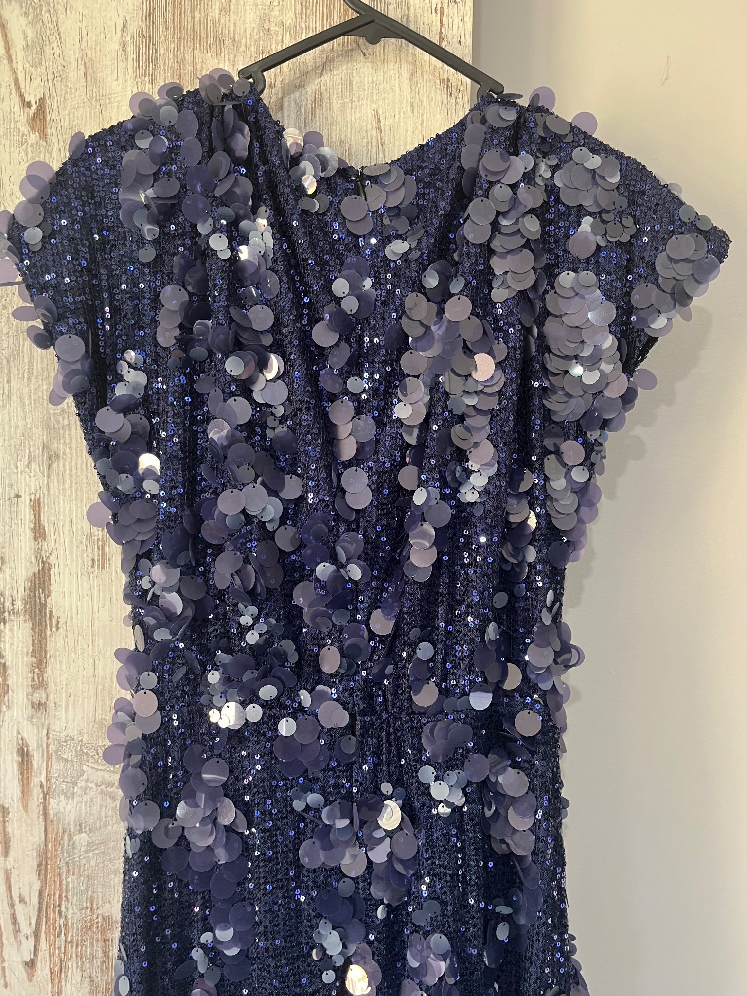 SAVEL Navy Blue Sequin Embellished Evening Gown 10 - Image 5