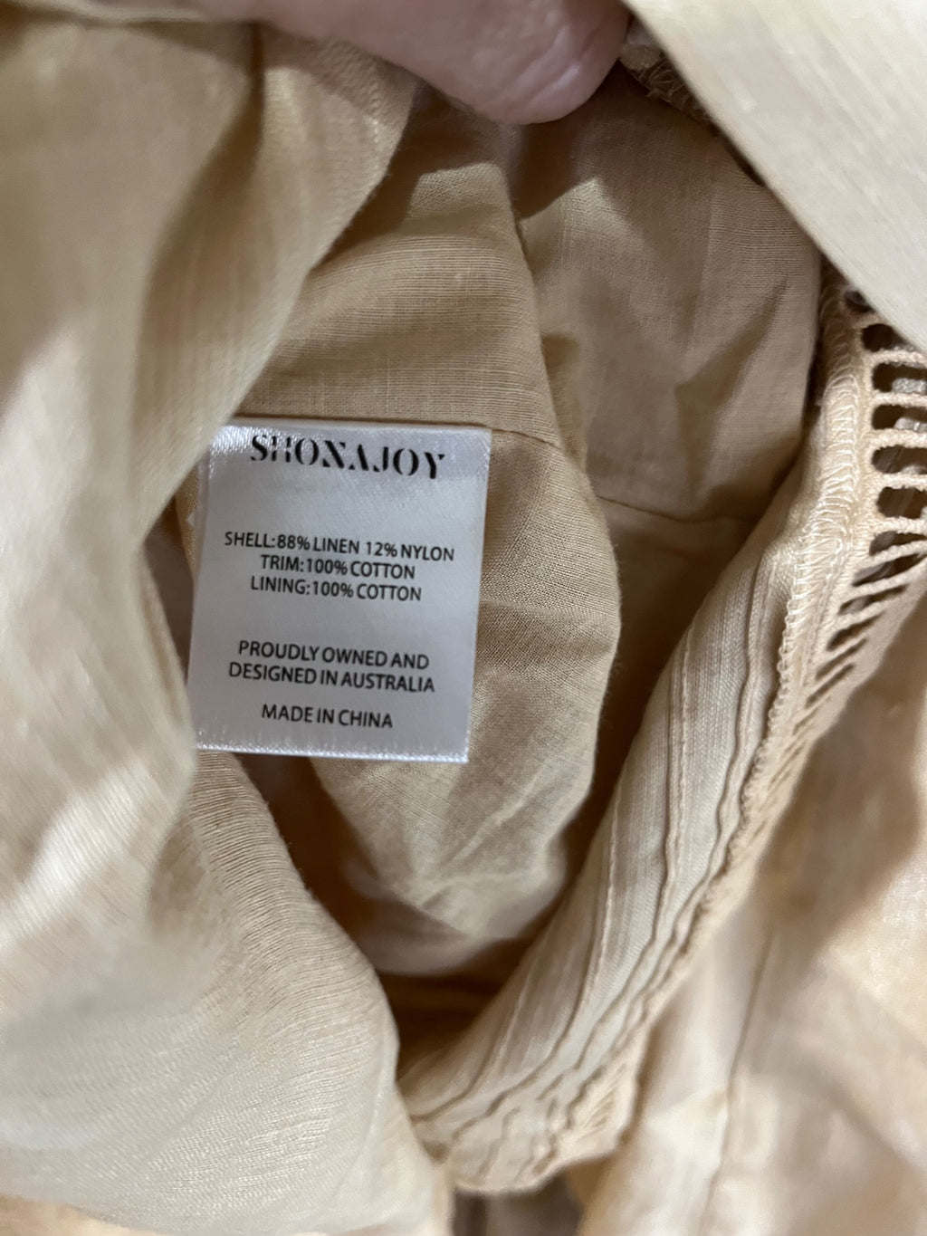 Shona Joy Pin Tuck Puff Sleeve Midi Dress Biscuit Size 6 - Image 5