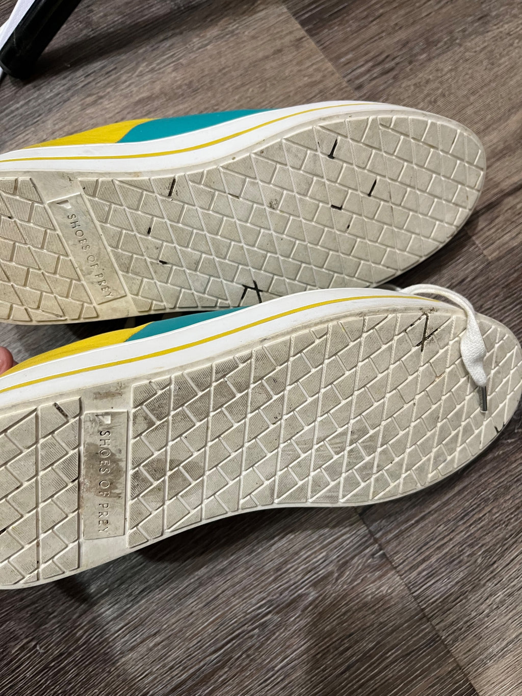 Shoes of Prey Custom Teal and Yellow Leather Sneakers - Image 5