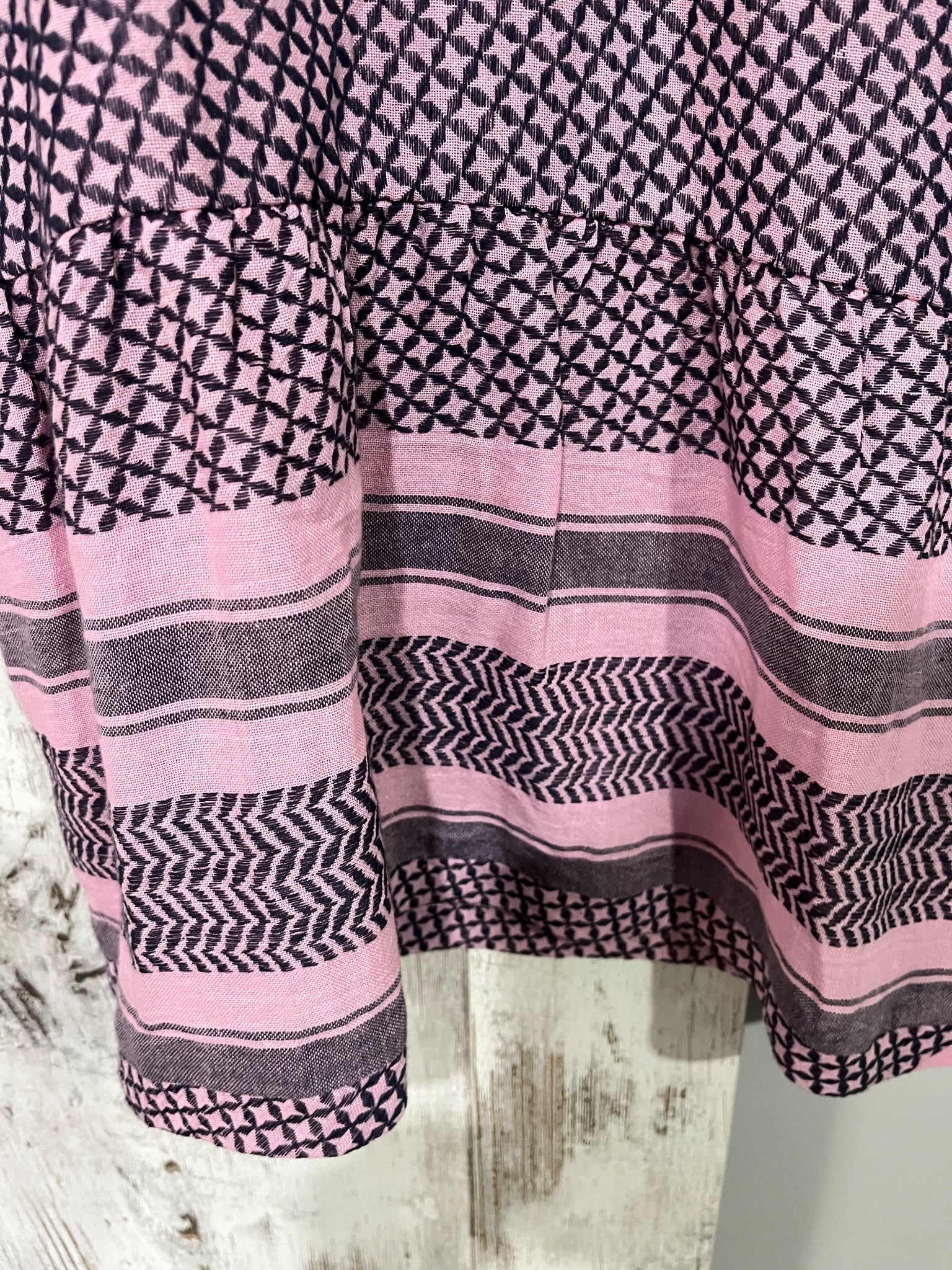 Summery Copenhagen Pink And Patriot Blue Geometric Drop Hem Dress RRP$269 - Image 5