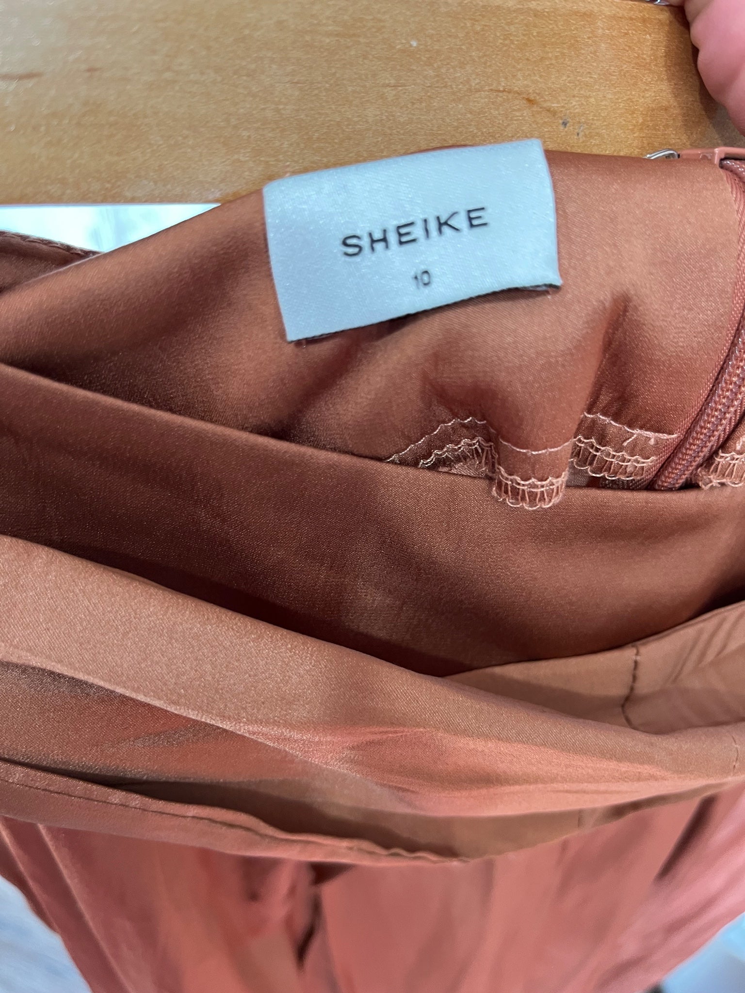 Sheike Rust Brown Satin Midi Skirt With Waist Tie Detail - Image 5