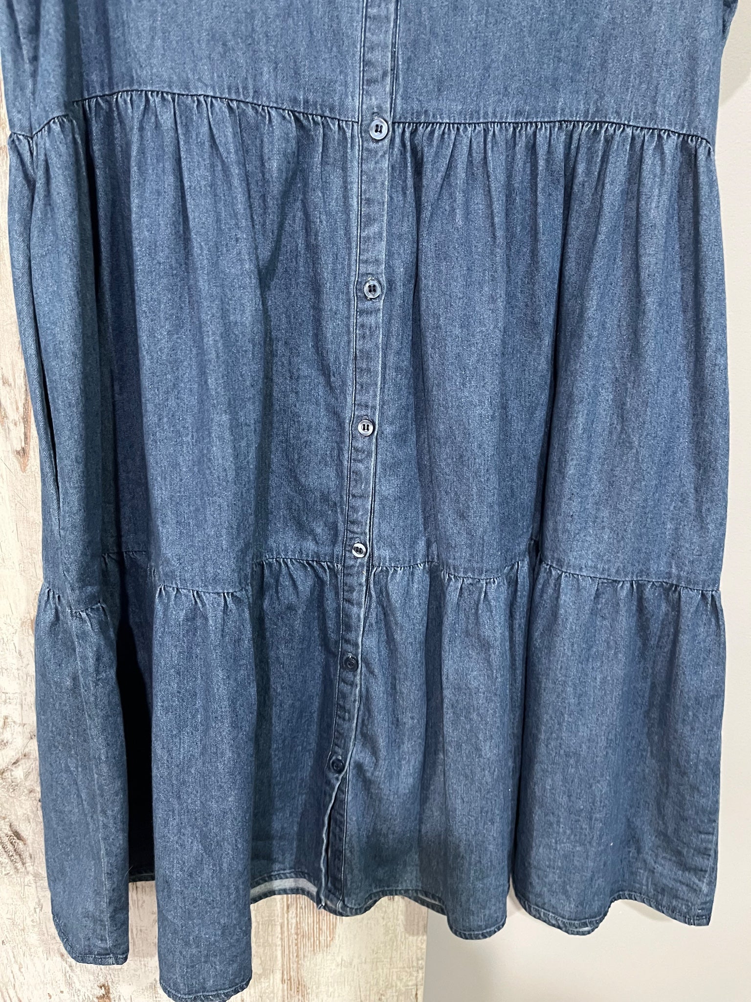 Alessandra Blue Denim Tiered Shirt Dress Size XS - Image 5