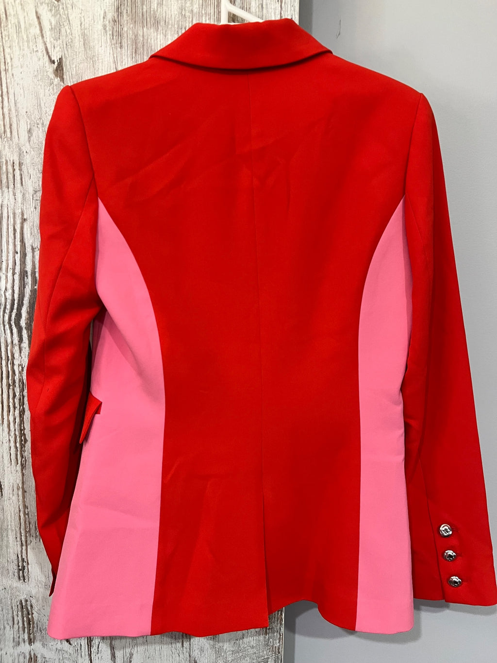 We Are The Others -Women's Red and Pink Colorblock Blazer with Skull Buttons - Image 5