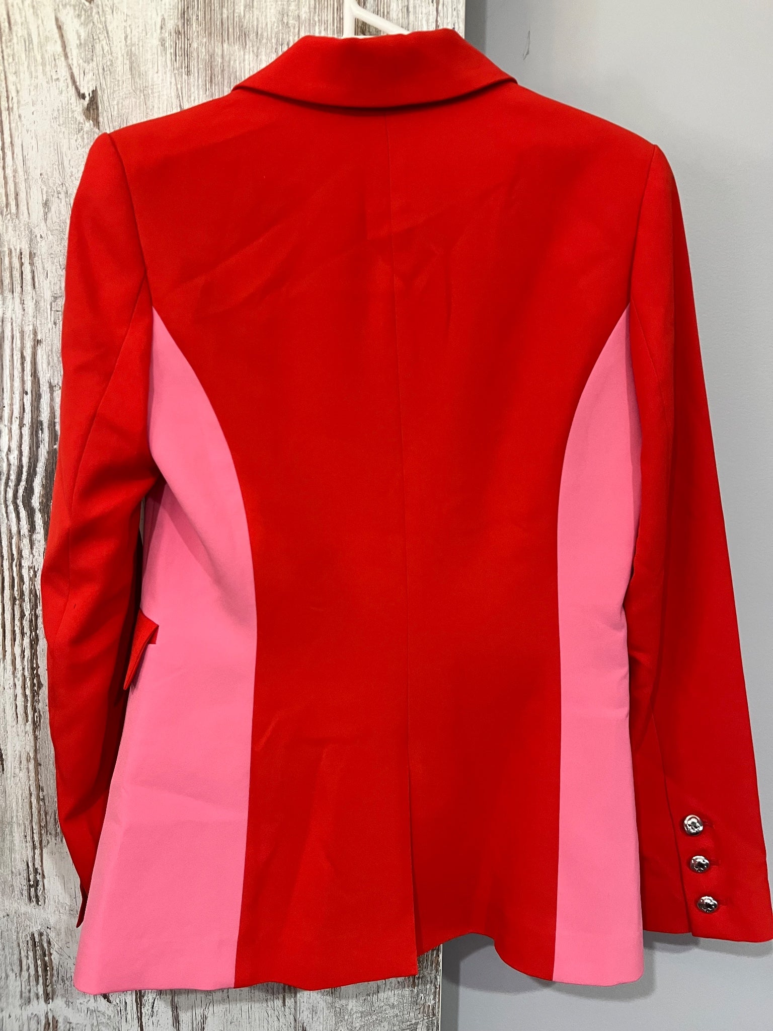 We Are The Others -Women's Red and Pink Colorblock Blazer with Skull Buttons - Image 5