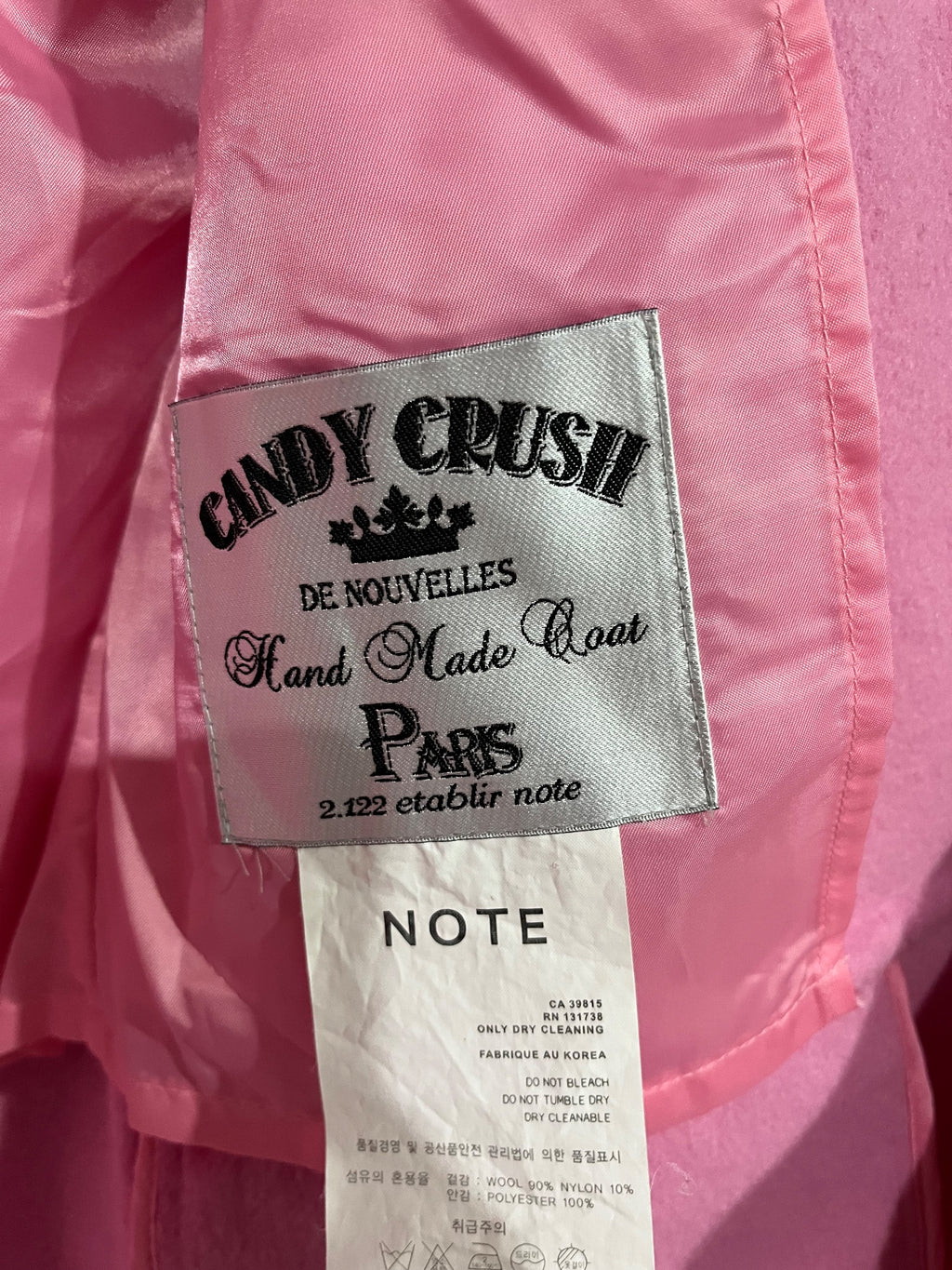CANDY CRUSH Pink Wool Blend Hand Made Coat - Image 5