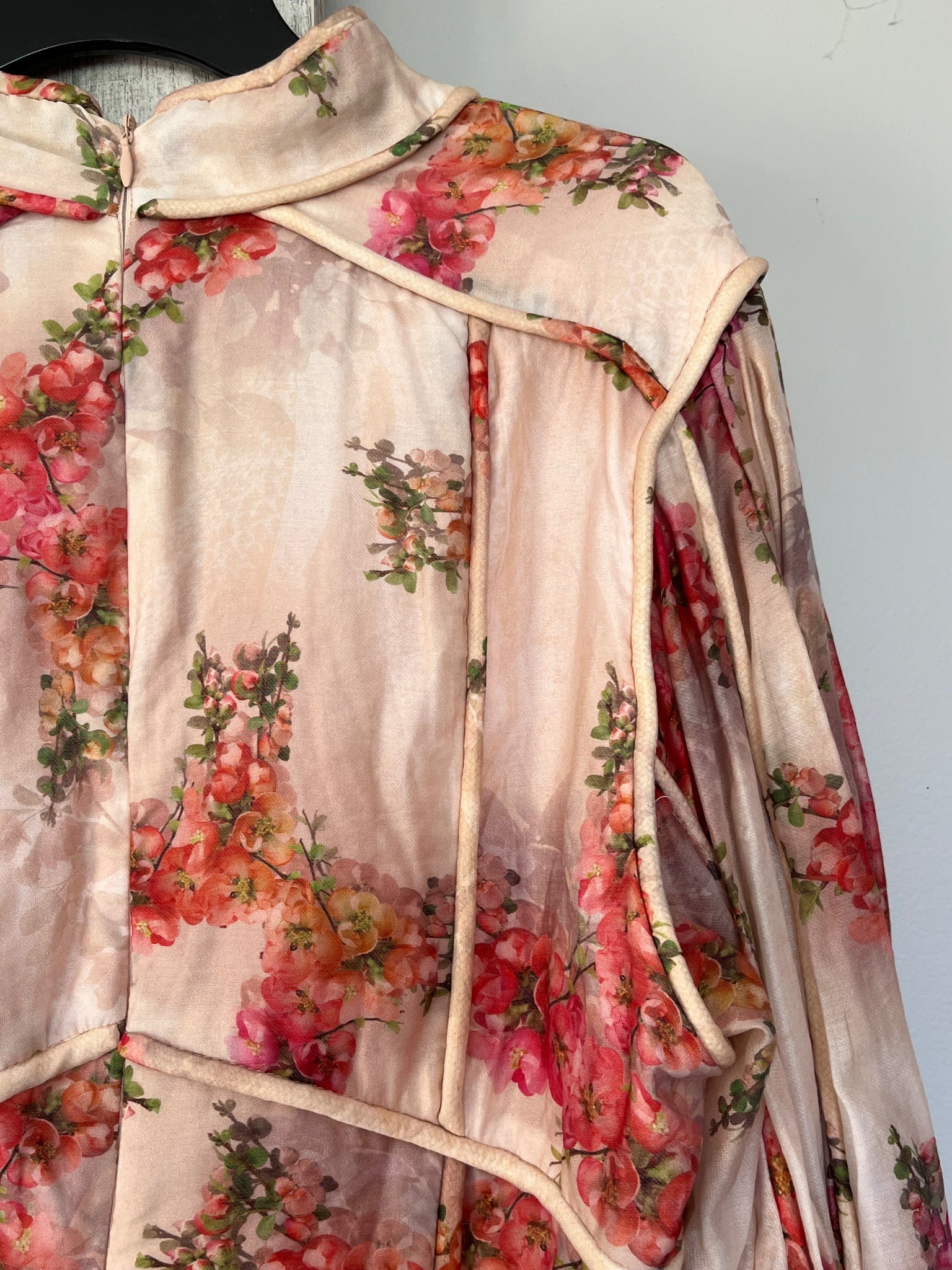 Mackenziemode Floral Long Sleeve Mini Dress Pink AU 14 - Image 5
