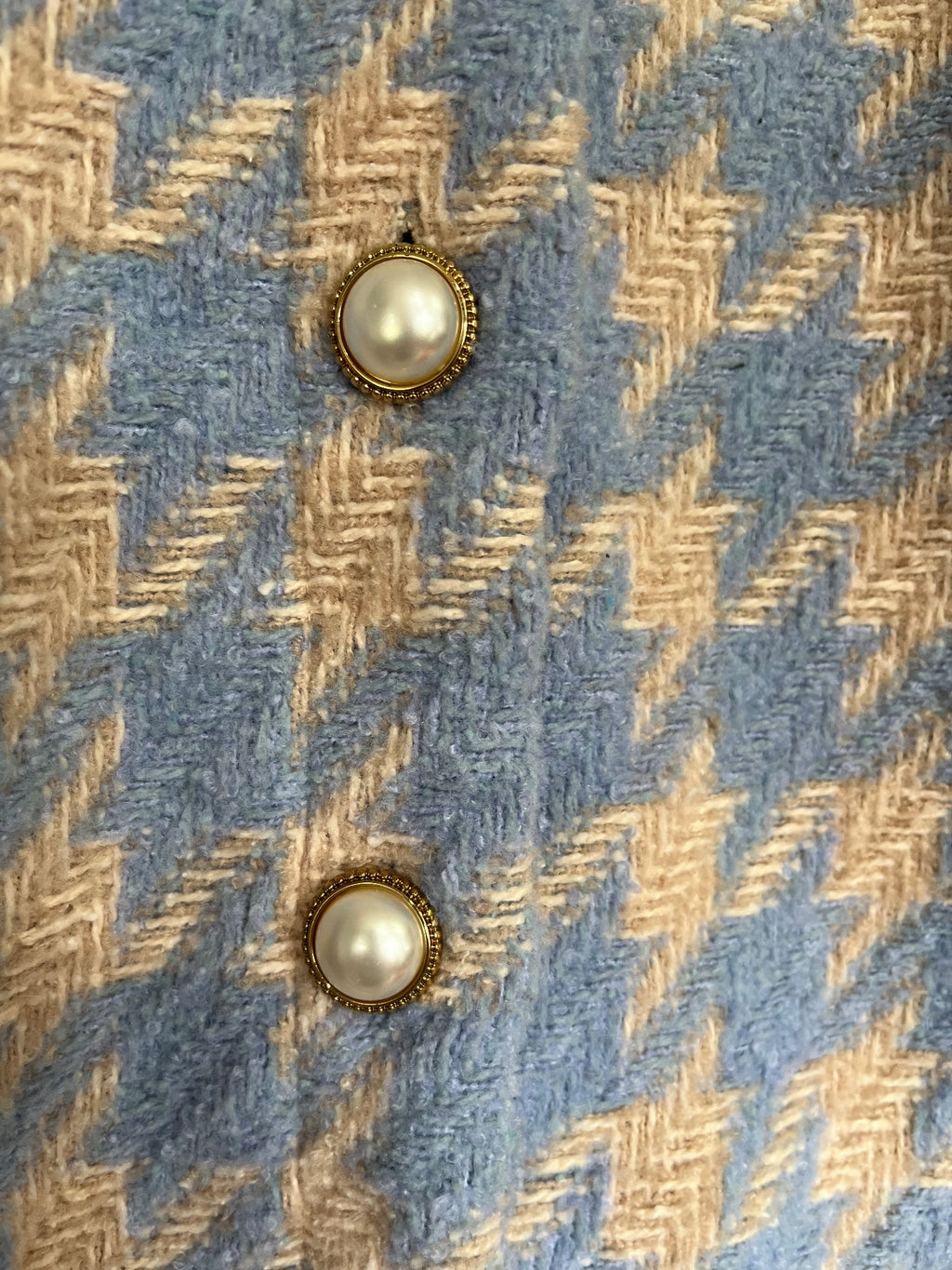 Storets Blue and Beige Houndstooth Cropped Jacket Size M - Image 5