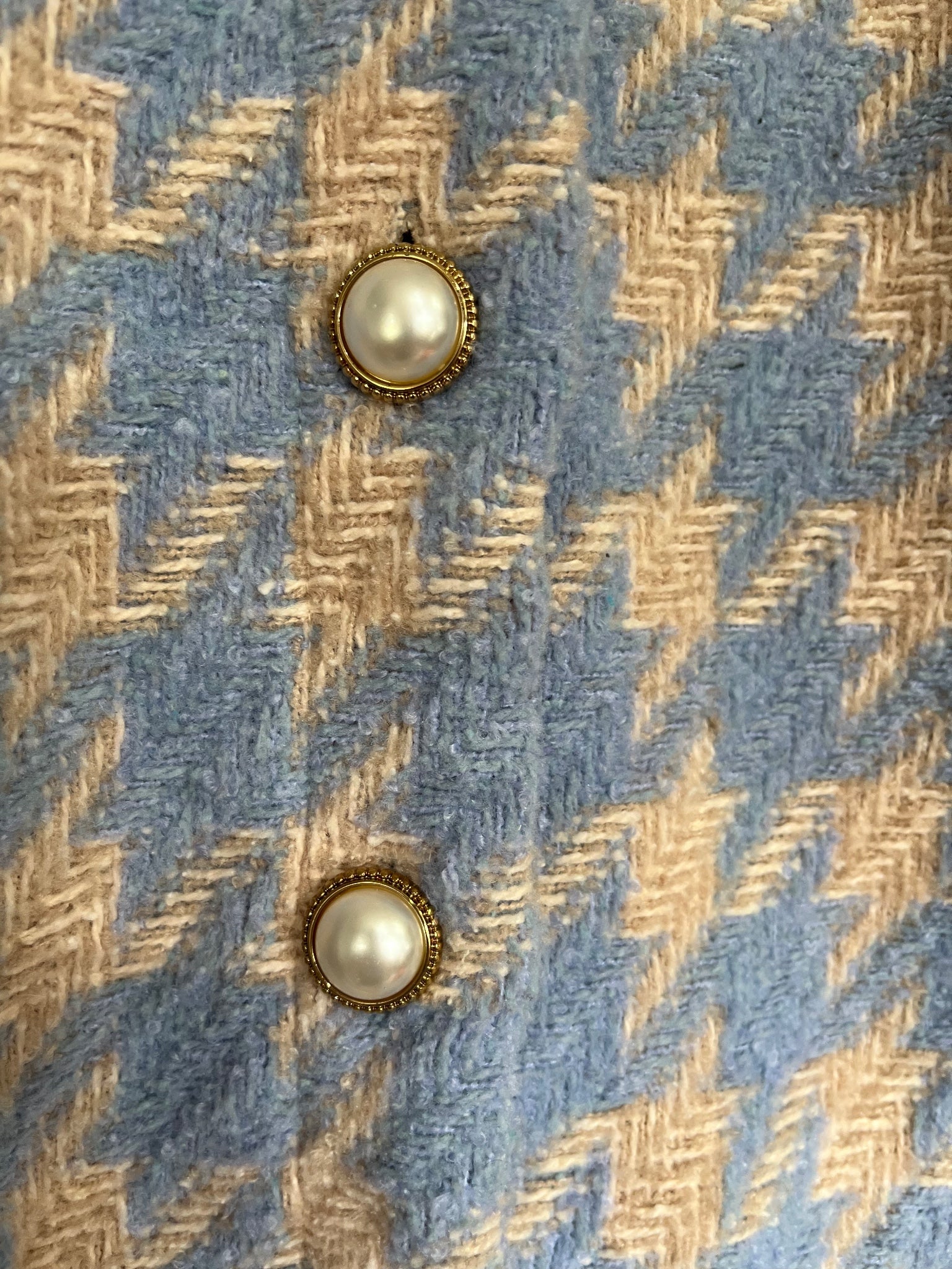 Storets Blue and Beige Houndstooth Cropped Jacket Size M - Image 5
