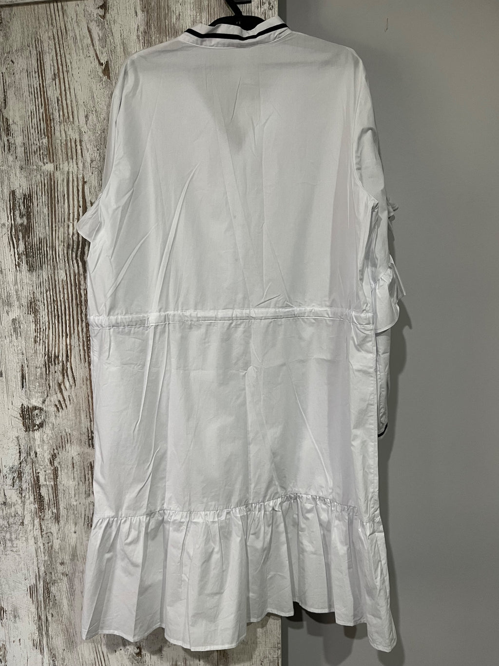 Binny White Cotton Shirt Dress With Black Striped Tie Detail Size 14 - Image 5