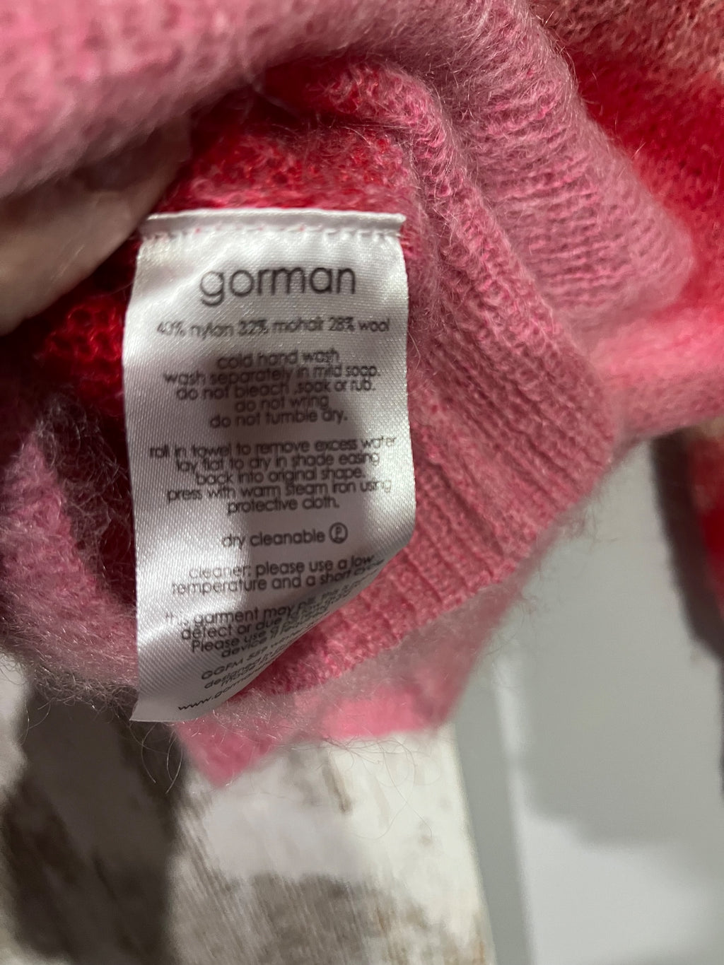 Gorman Striped Mohair Blend Knit Sweater Pink Red - Image 5