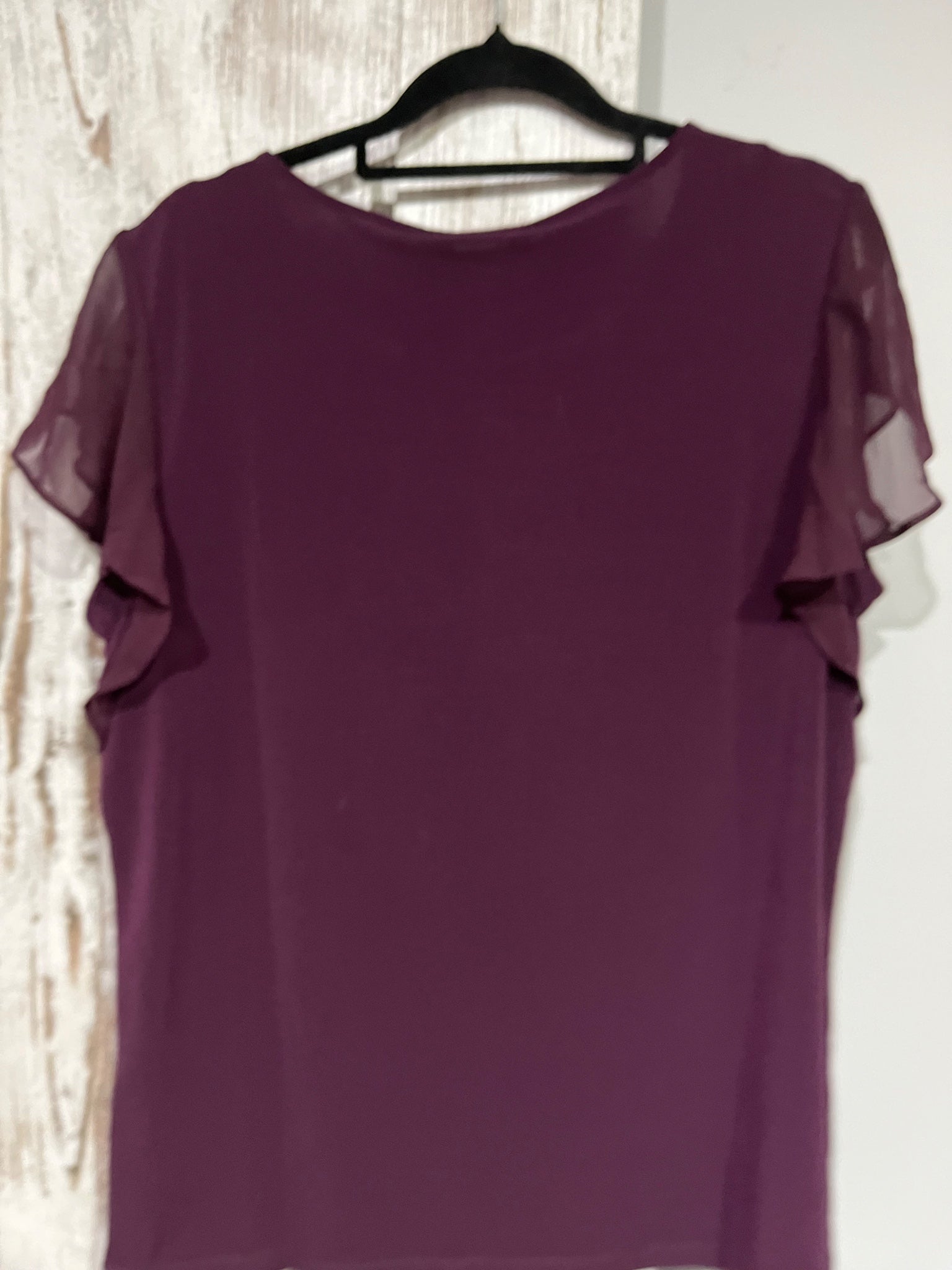 Calvin Klein Women's Purple Flutter Sleeve Blouse - Image 5