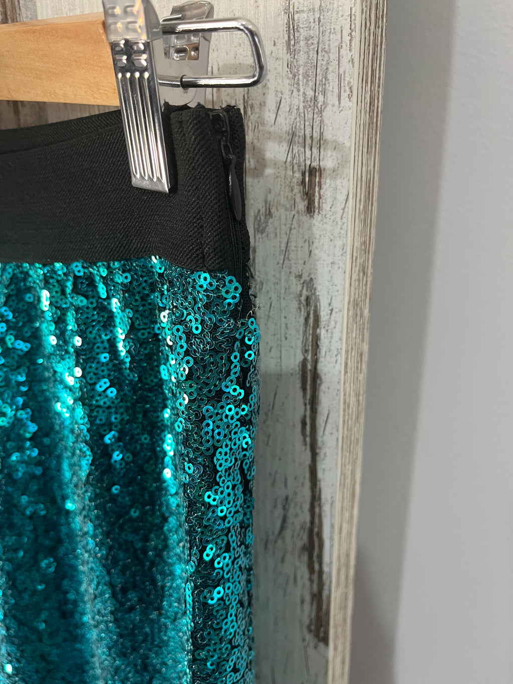 We Are The Others Ombre Sequin Midi Skirt Teal Gold - Image 5