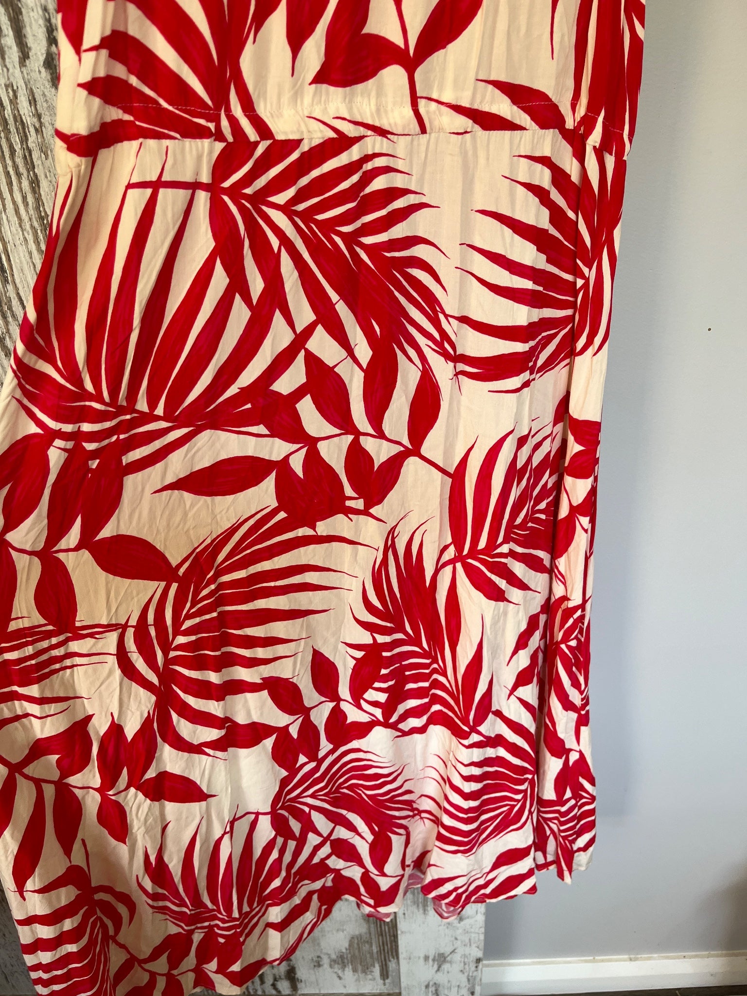 MNG Red And White Tropical Palm Leaf Print Sleeveless Maxi Dress - Image 5