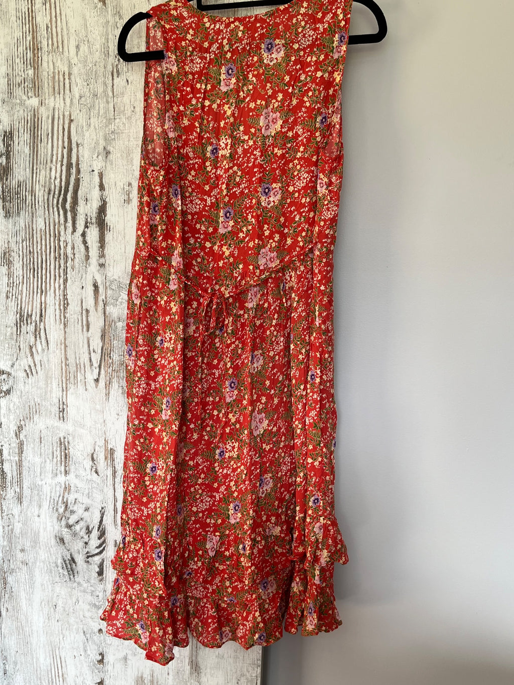 Auguste Red Floral Sleeveless Ruffle Hem Dress - Image 5