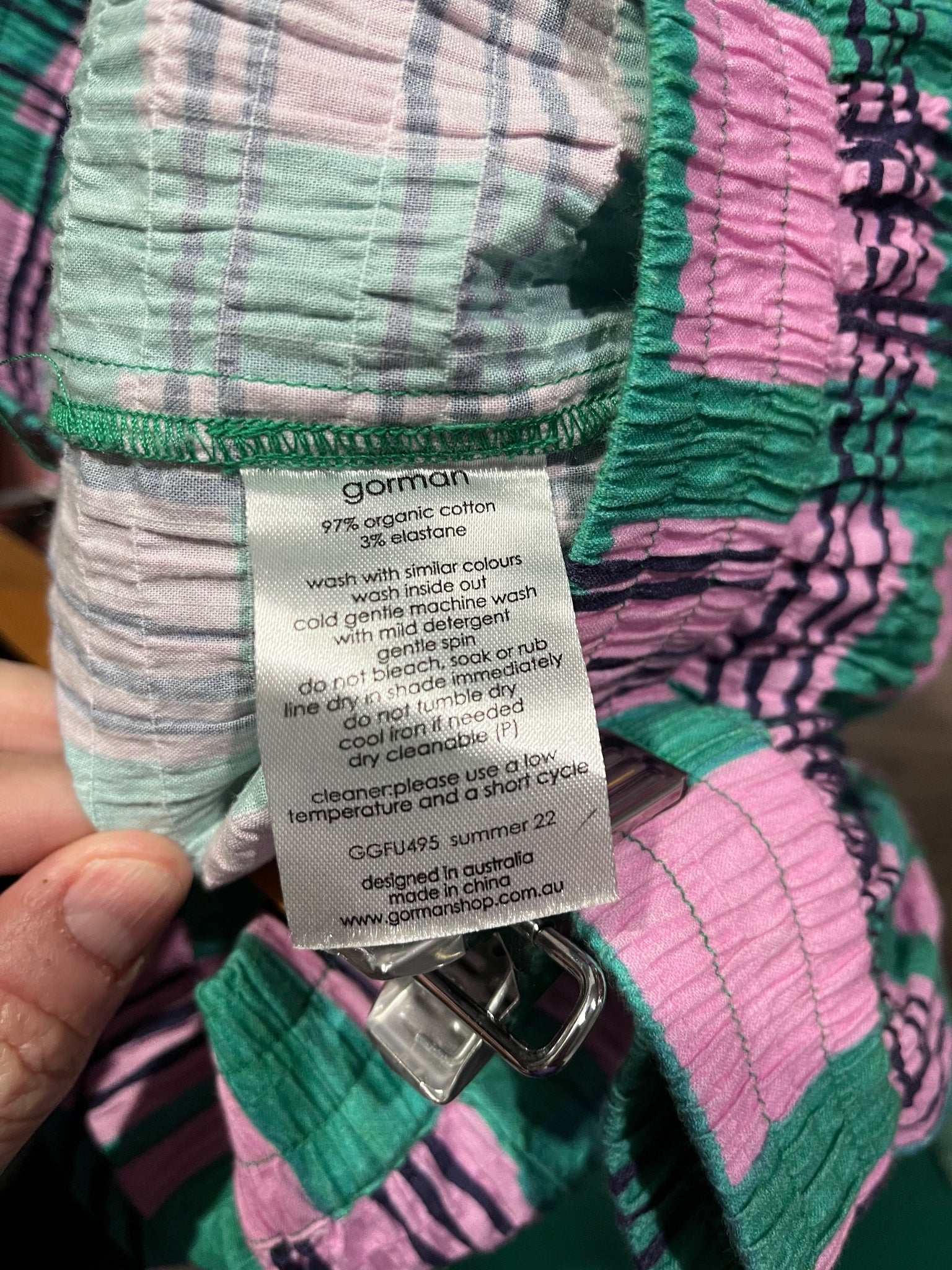 Gorman Green & Pink Plaid Organic Cotton Lounge Pants Size 16 - Image 5