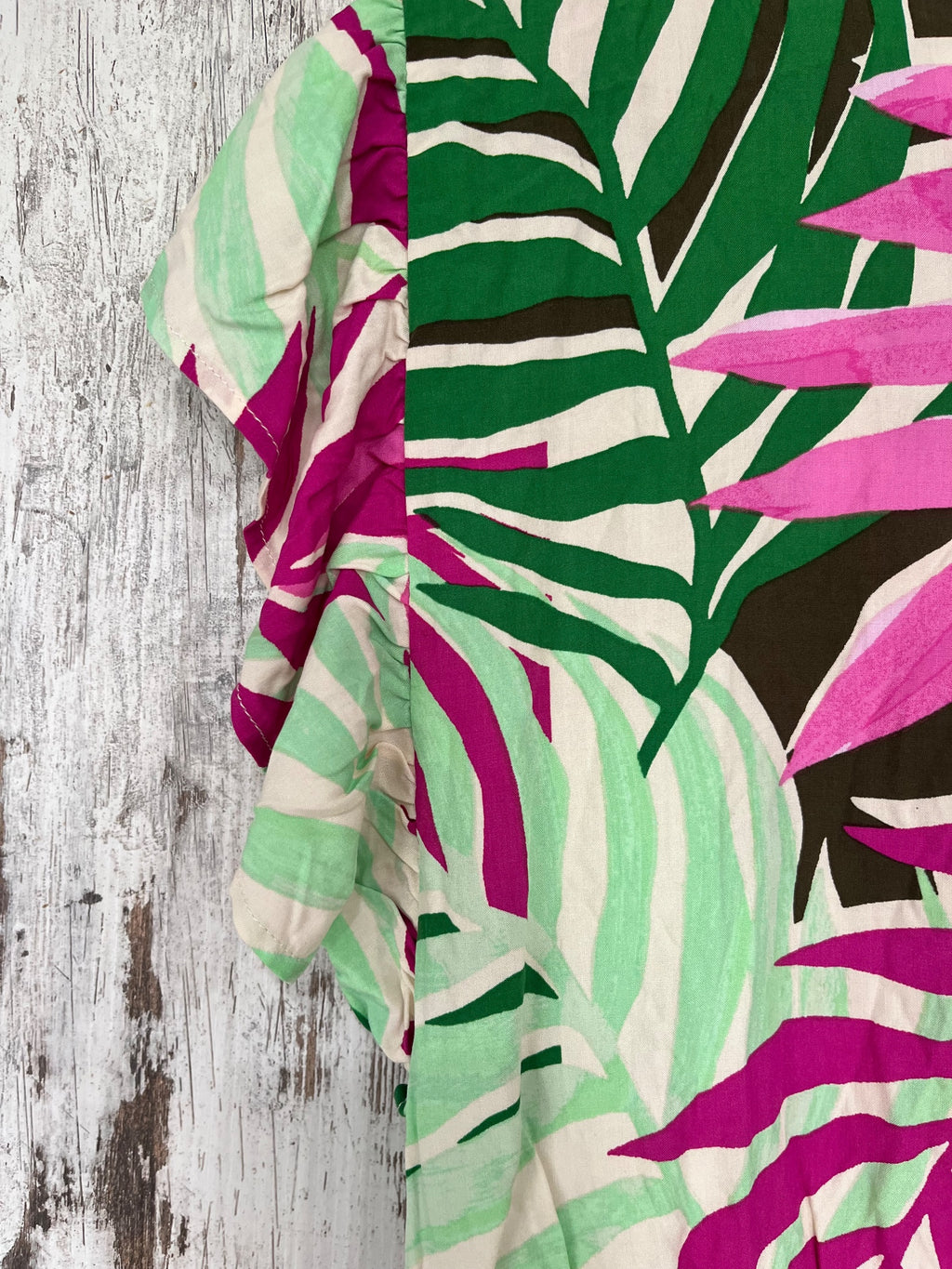 ONLY Tropical Leaf Print Ruffle Sleeve Mini Dress Size S - Image 5