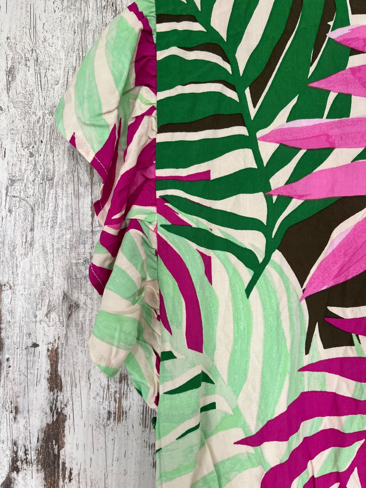 ONLY Tropical Leaf Print Ruffle Sleeve Mini Dress Size S - Image 5