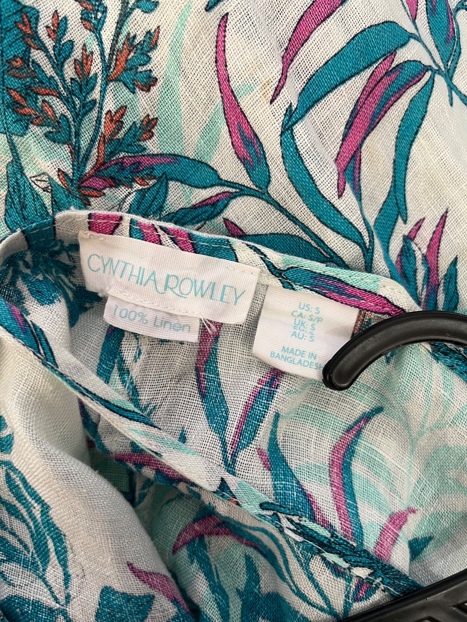 Cynthia Rowley Tropical Leaf Print Linen Cami Dress Size S - Image 5