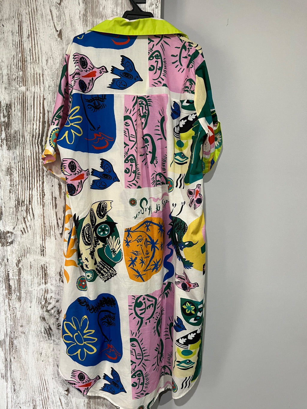 Palm Cove Abstract Print Button-Down Shirt Dress L - Image 5