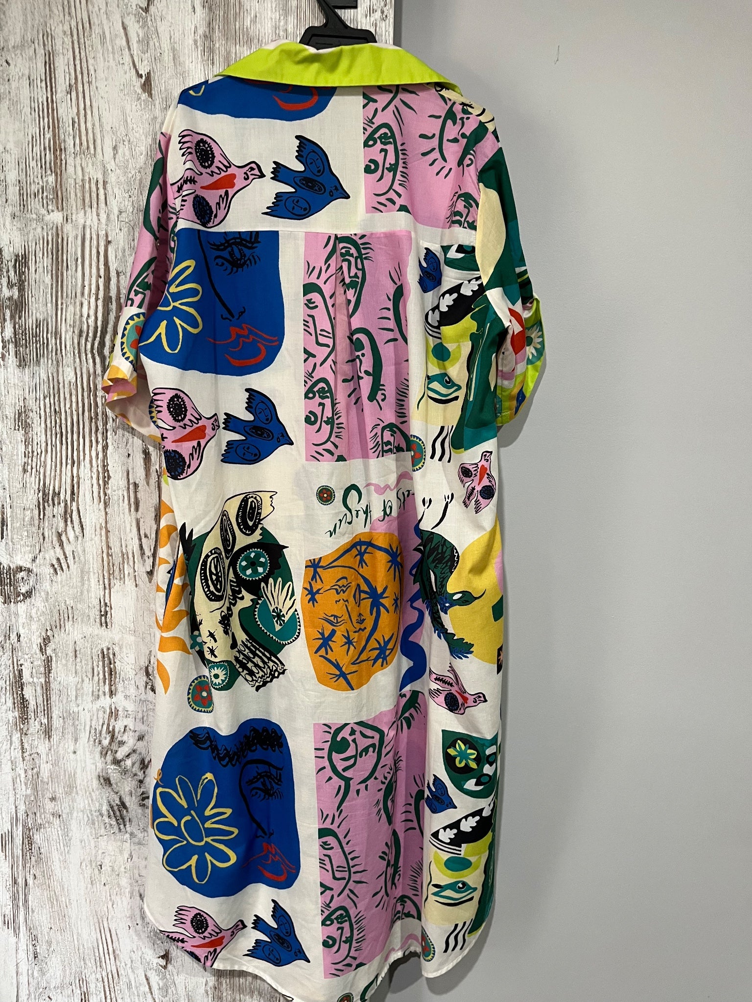 Palm Cove Abstract Print Button-Down Shirt Dress L - Image 5