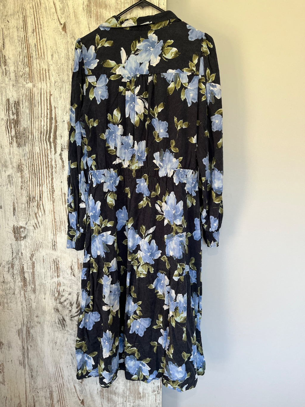Witchery Floral Print Shirt Dress Black Blue Size 12 - Image 5