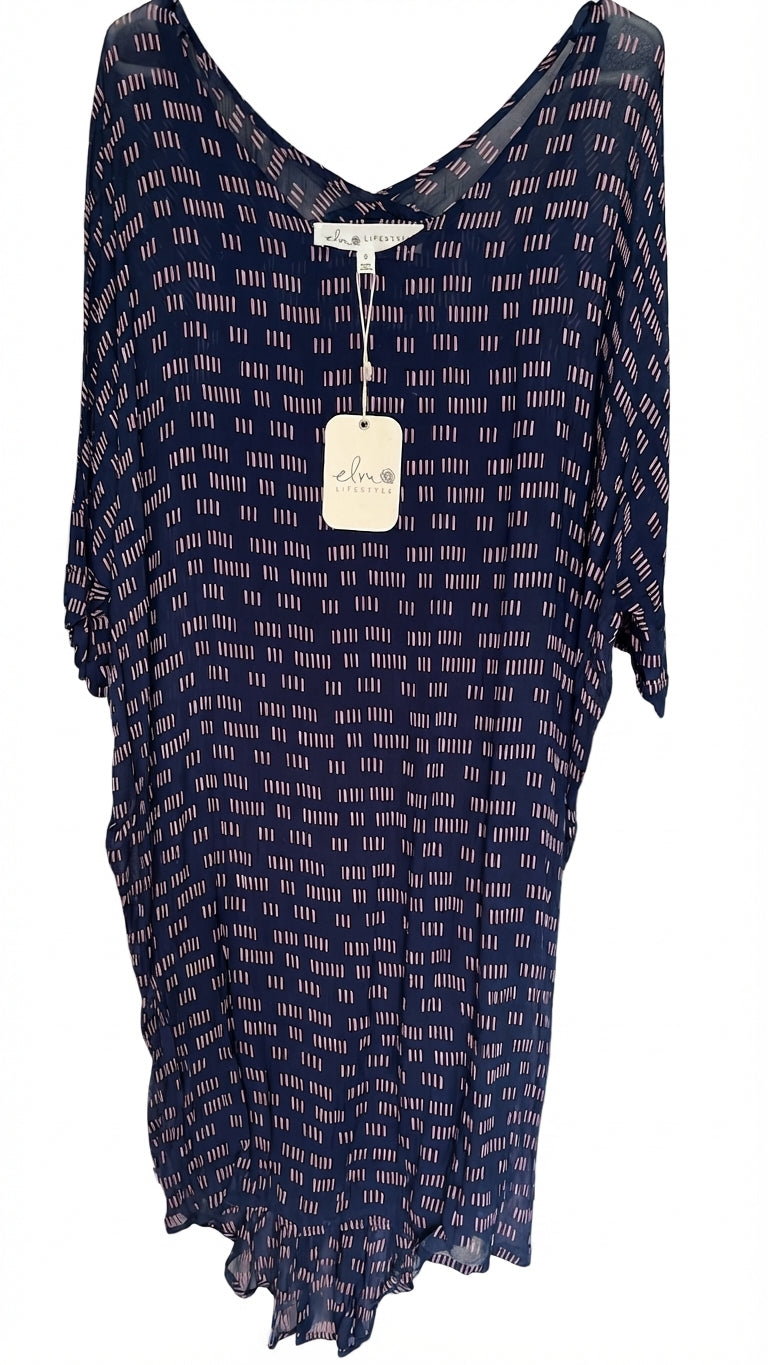 Elm Lifestyle Dash Print V-Neck Dress - Image 1