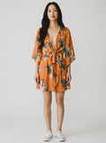 Sheike Orange Floral Tie Front Dress Size 6