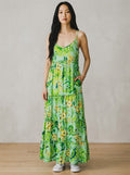 Emma & Michele Tropical Print Tiered Spaghetti Strap Maxi Dress