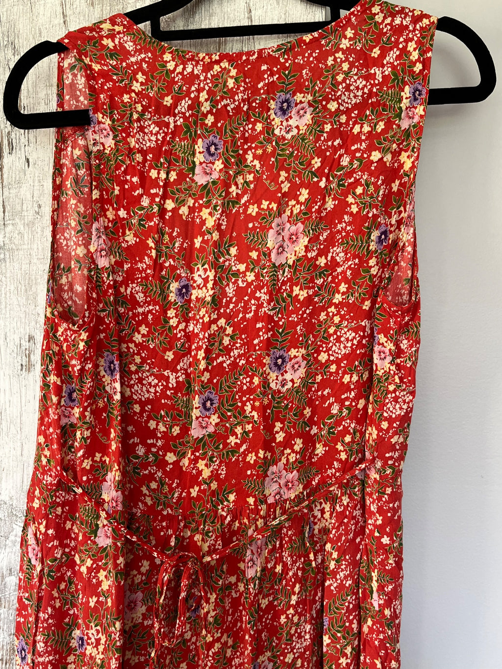 Auguste Red Floral Sleeveless Ruffle Hem Dress - Image 6