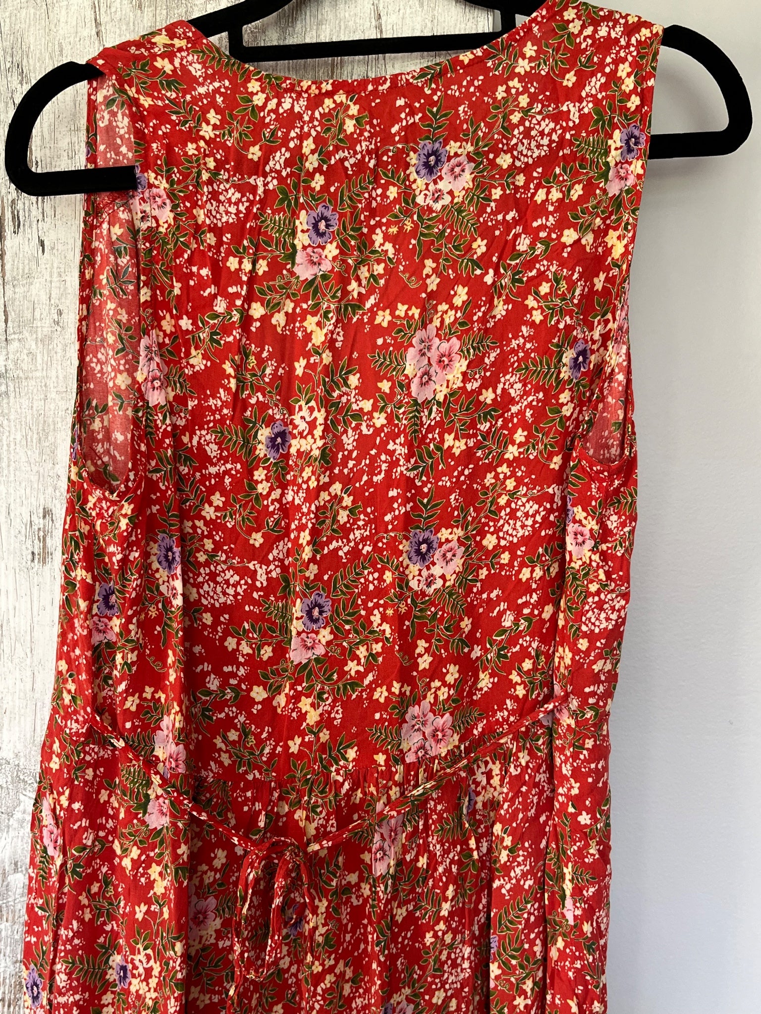Auguste Red Floral Sleeveless Ruffle Hem Dress - Image 6