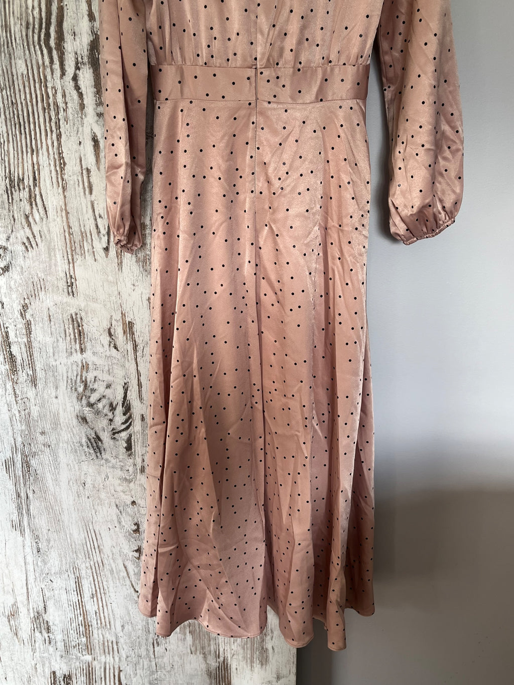 Pasduchas Pink Polka Dot Satin Tie Front Midi Dress Size 6 - Image 6