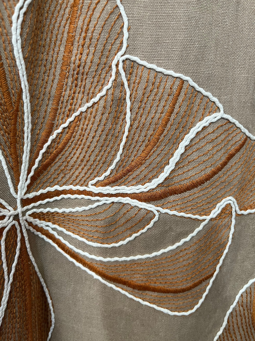 La Maise Tan Floral Embroidered Linen Blend Kimono Duster Cardigan - Image 6