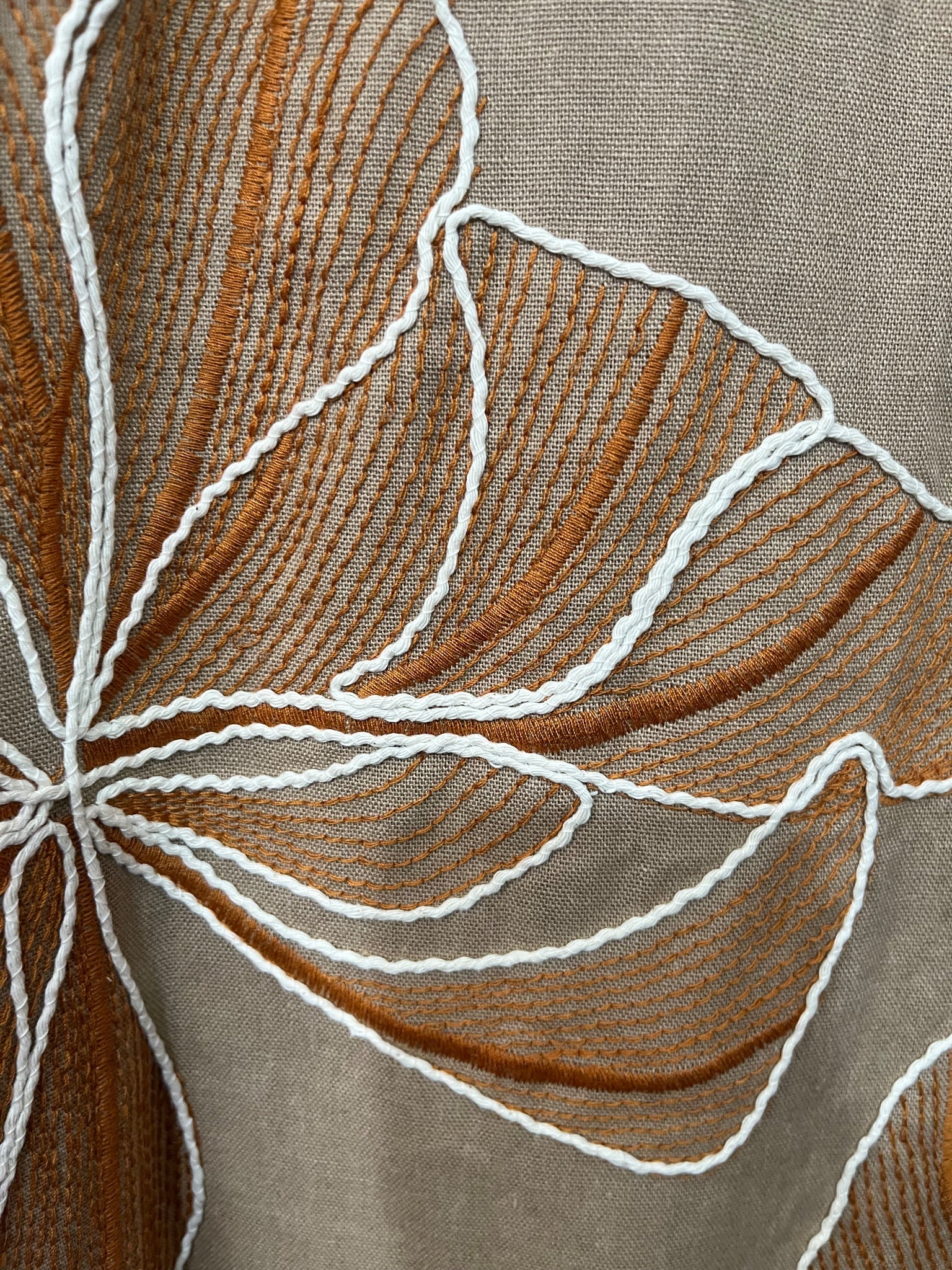 La Maise Tan Floral Embroidered Linen Blend Kimono Duster Cardigan - Image 6