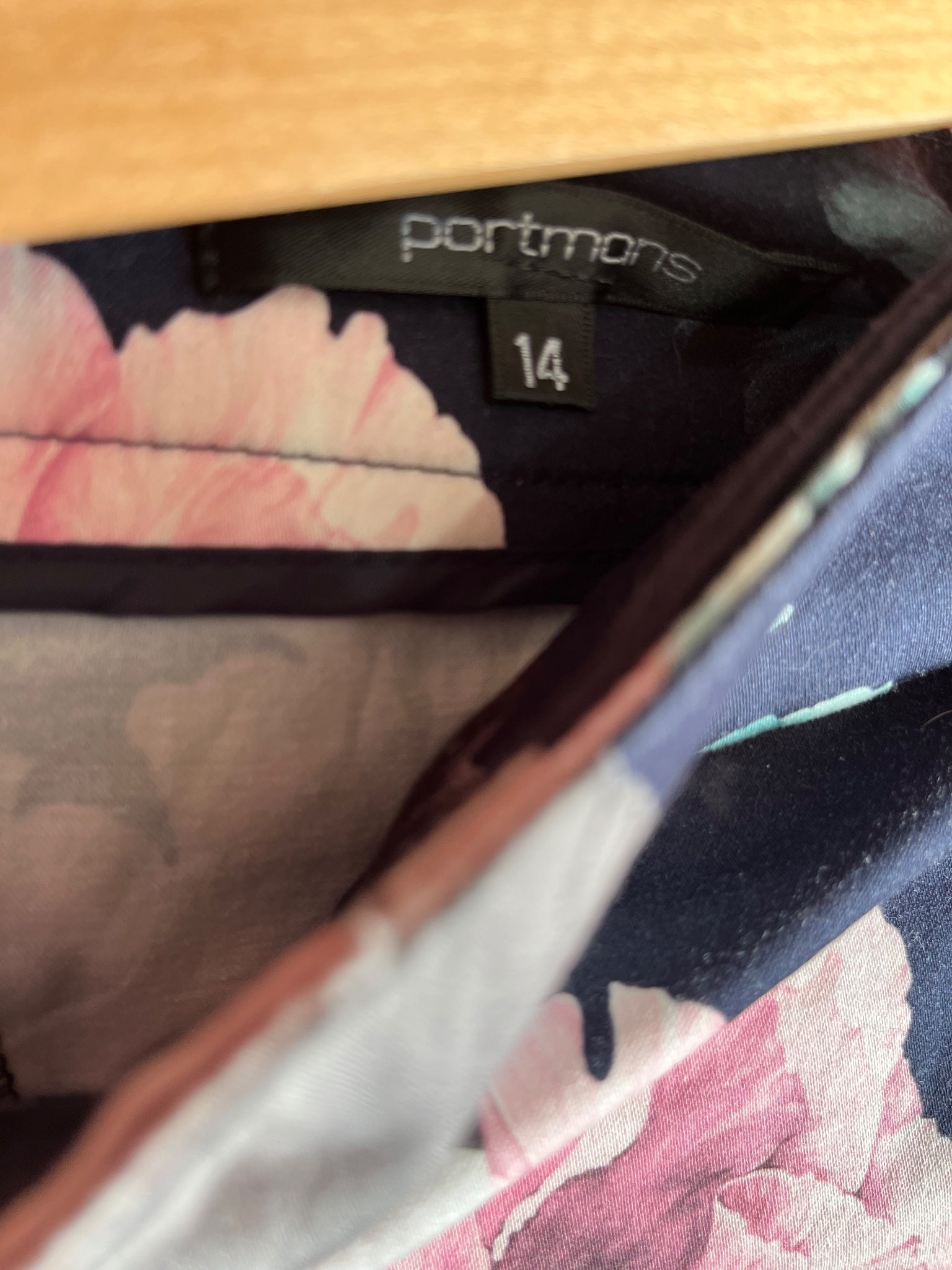 Portmans Navy Floral High-Waisted Shorts with Decorative Buttons Size 14 - Image 6