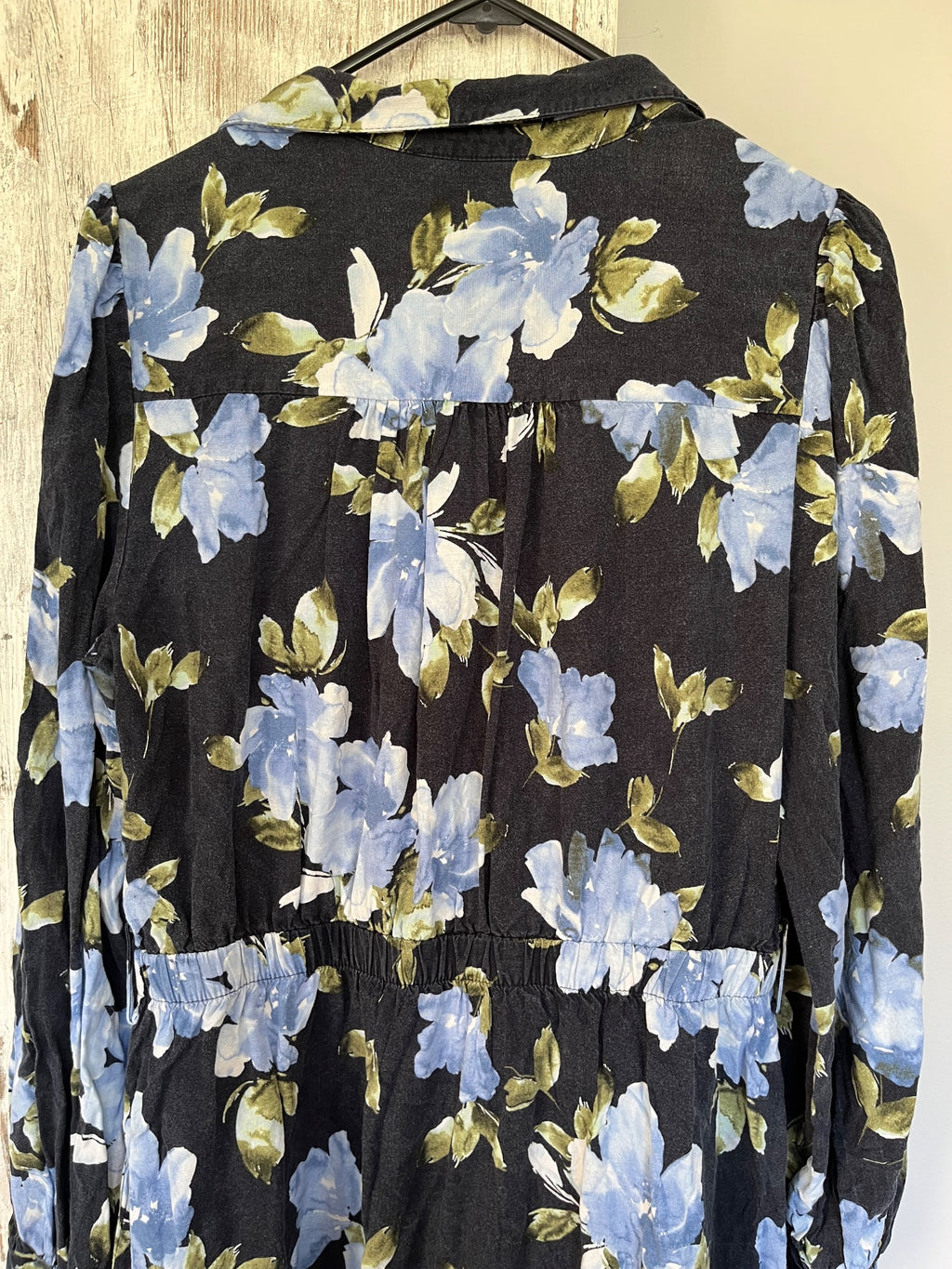 Witchery Floral Print Shirt Dress Black Blue Size 12 - Image 6