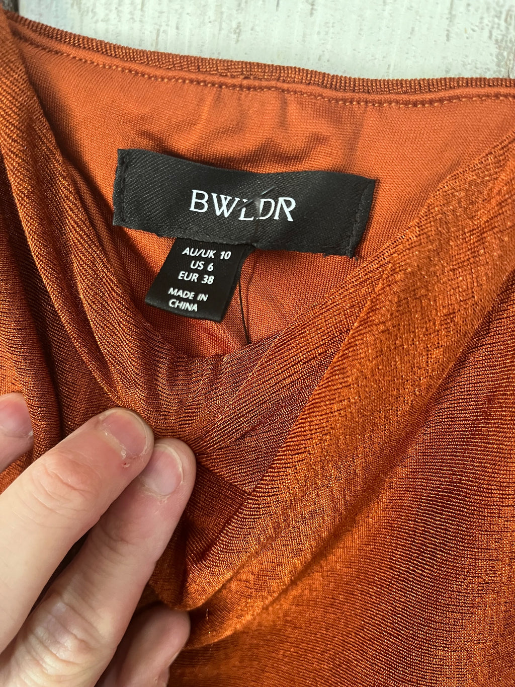 BWLDR Rust Orange Square Neck Ruched Maxi Dress - Image 6