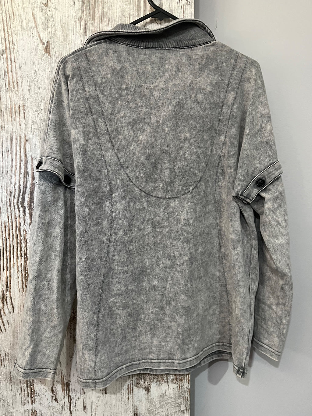 Nuth Distressed Acid Wash Asymmetrical Pullover Grey - Image 6
