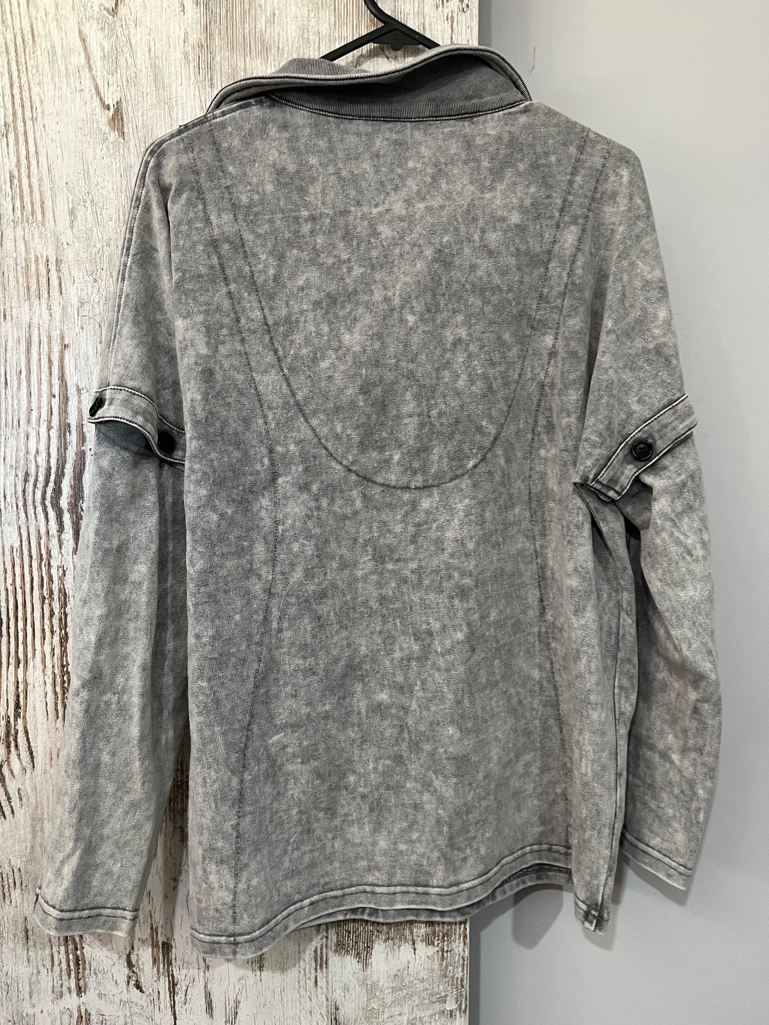 Nuth Distressed Acid Wash Asymmetrical Pullover Grey - Image 6