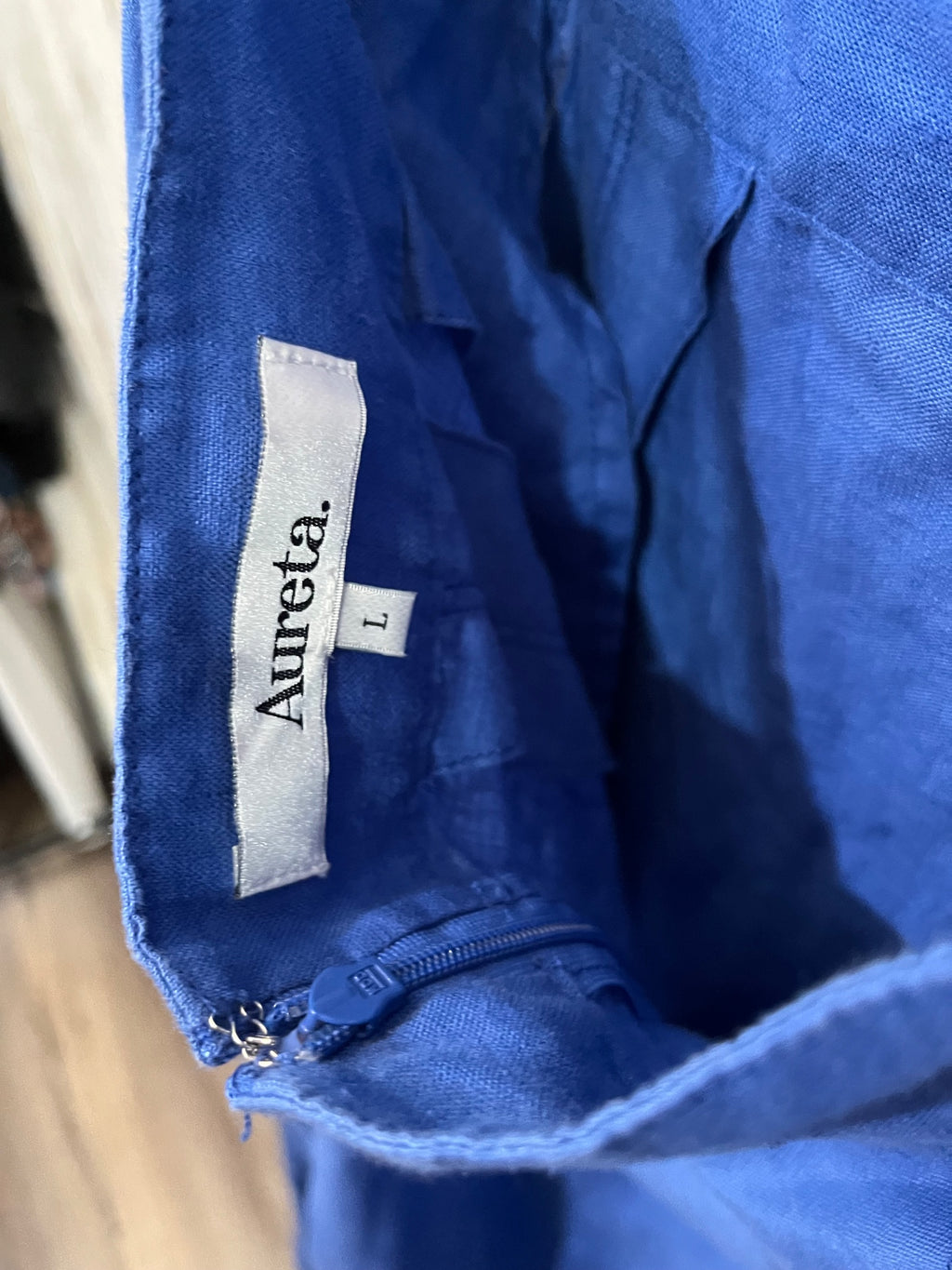 Aureta Blue Linen Cross-Back Maxi Dress - Image 6