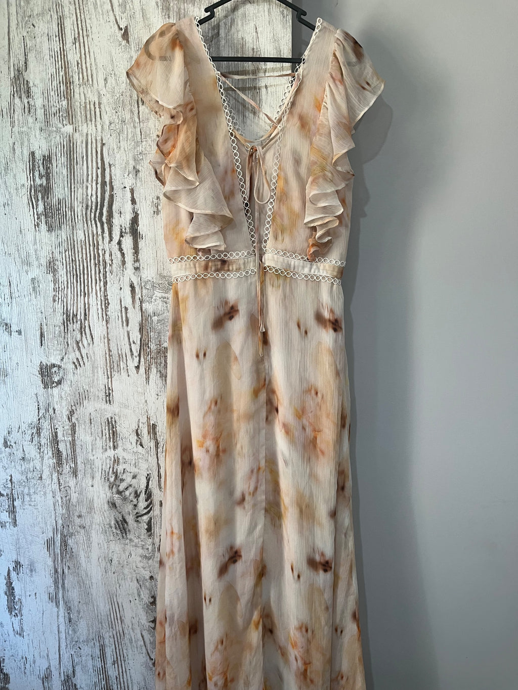 BWLDR Abstract Print Ruffle Maxi Dress Size 10 - Image 6