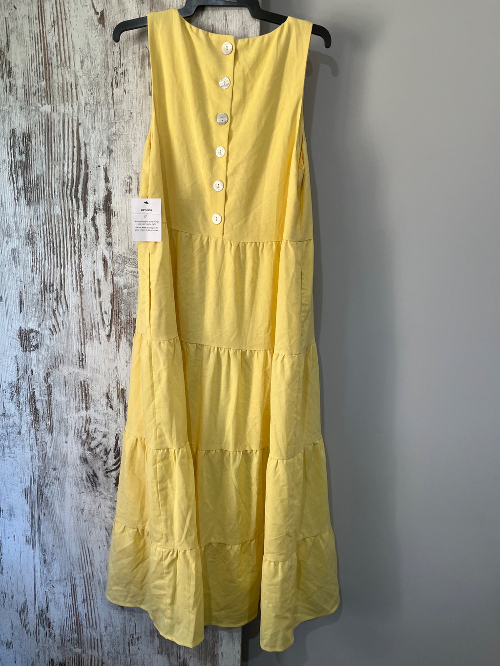 st.mrlo Byron Tiered Midi Dress Powder Yellow Size 10 - Image 6