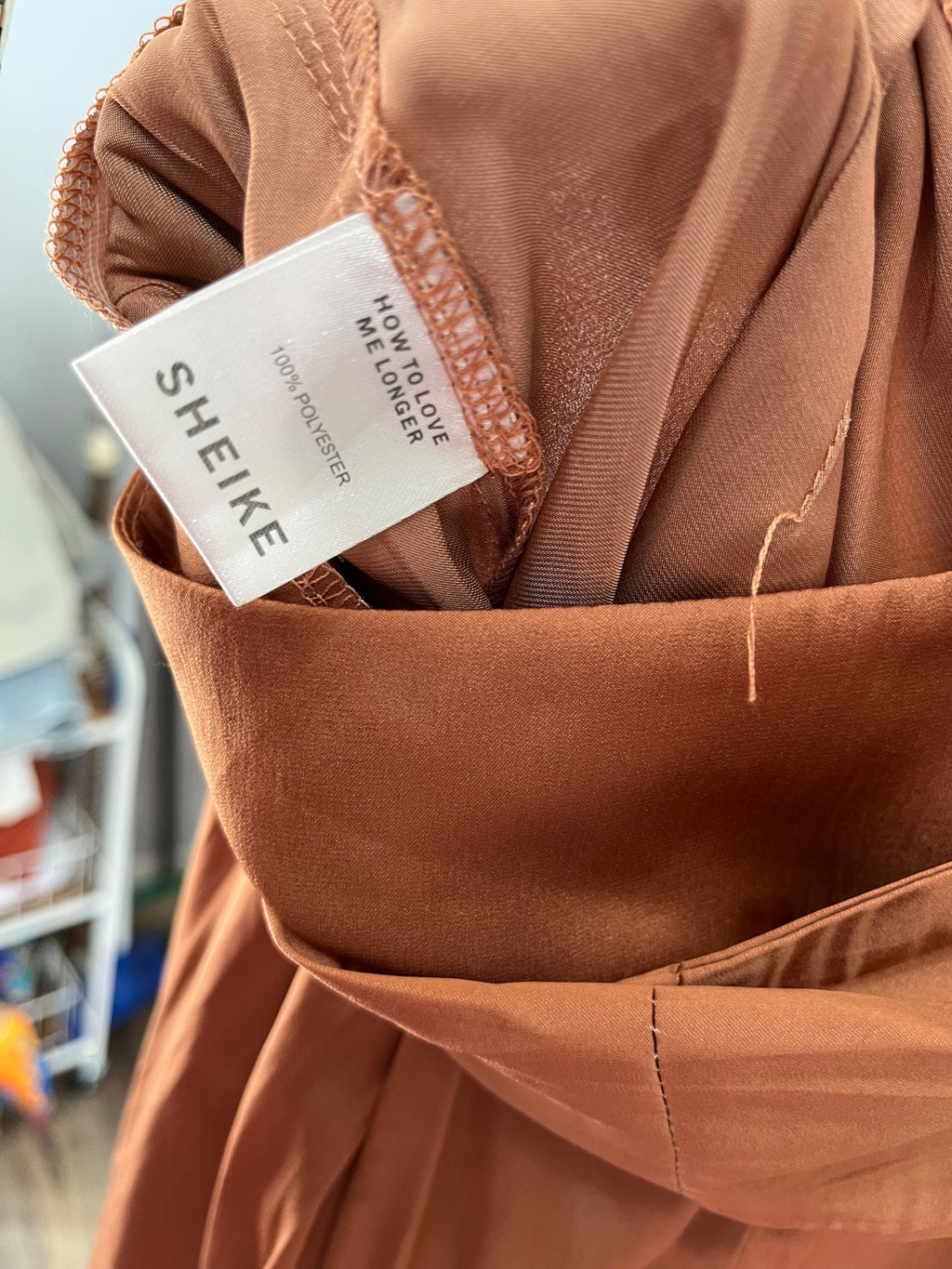 Sheike Rust Brown Satin Midi Skirt With Waist Tie Detail - Image 6