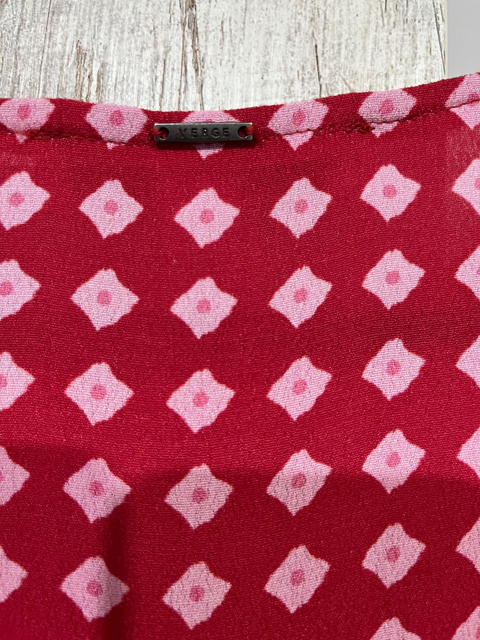 Verge Inspire Midi Dress Red Pink Mixed Print Size S New - Image 6
