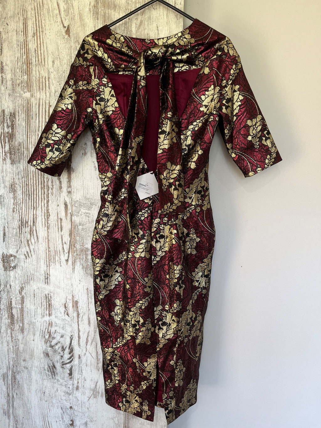 Lavee Clara V-Tie Back Boat Neck Wisteria Lamé Dress RRP $740 - Image 6