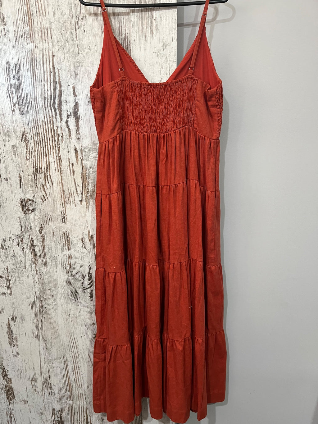 THE OTHERS Shirred Bodice Tiered Maxi Dress Rust - Image 6