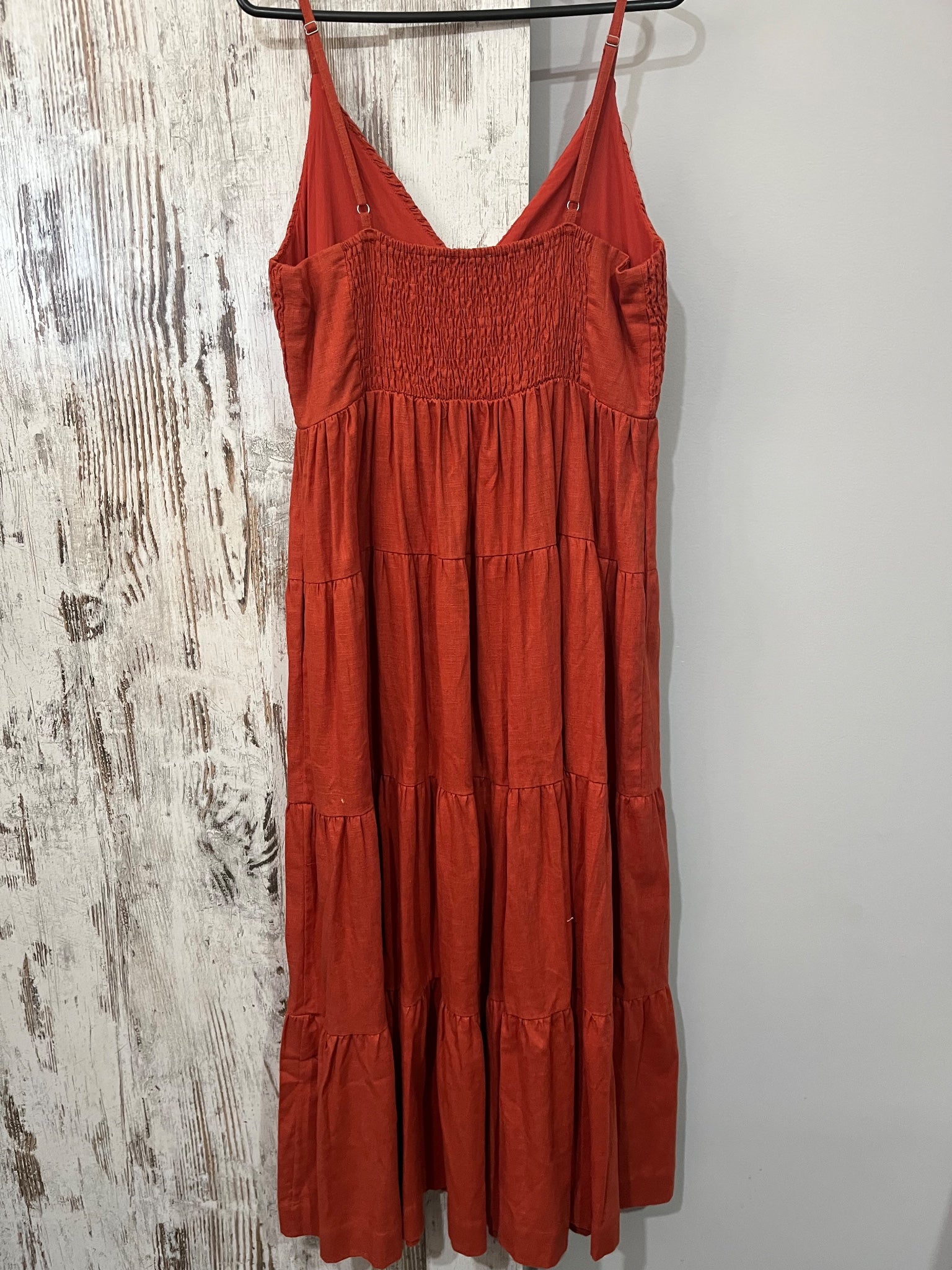 THE OTHERS Shirred Bodice Tiered Maxi Dress Rust - Image 6
