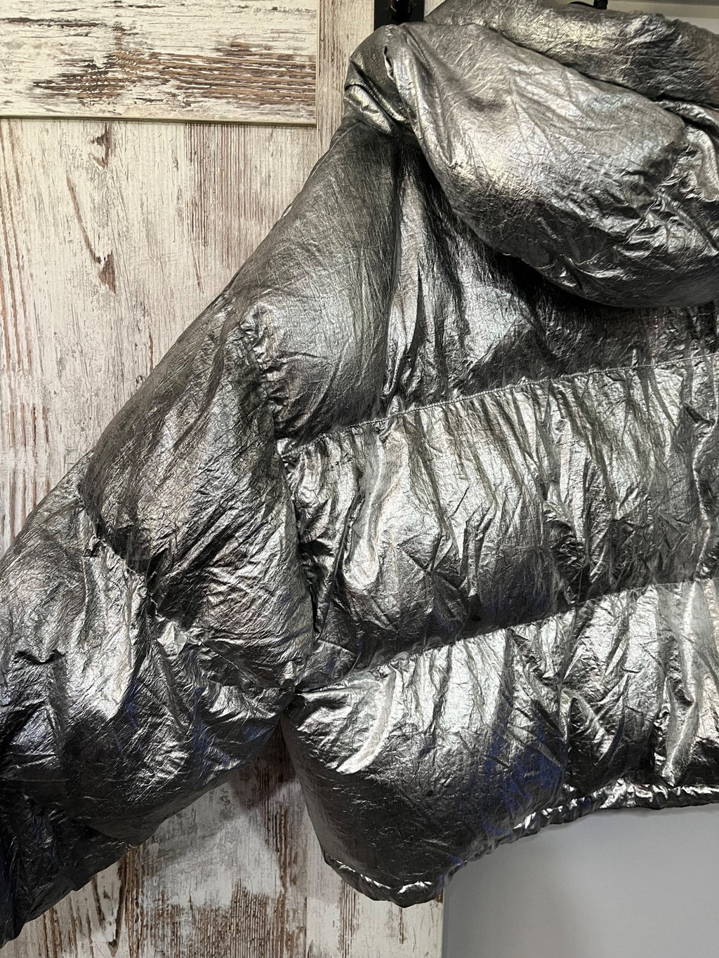 Iets Frans Metallic Silver Puffer Jacket - Image 6