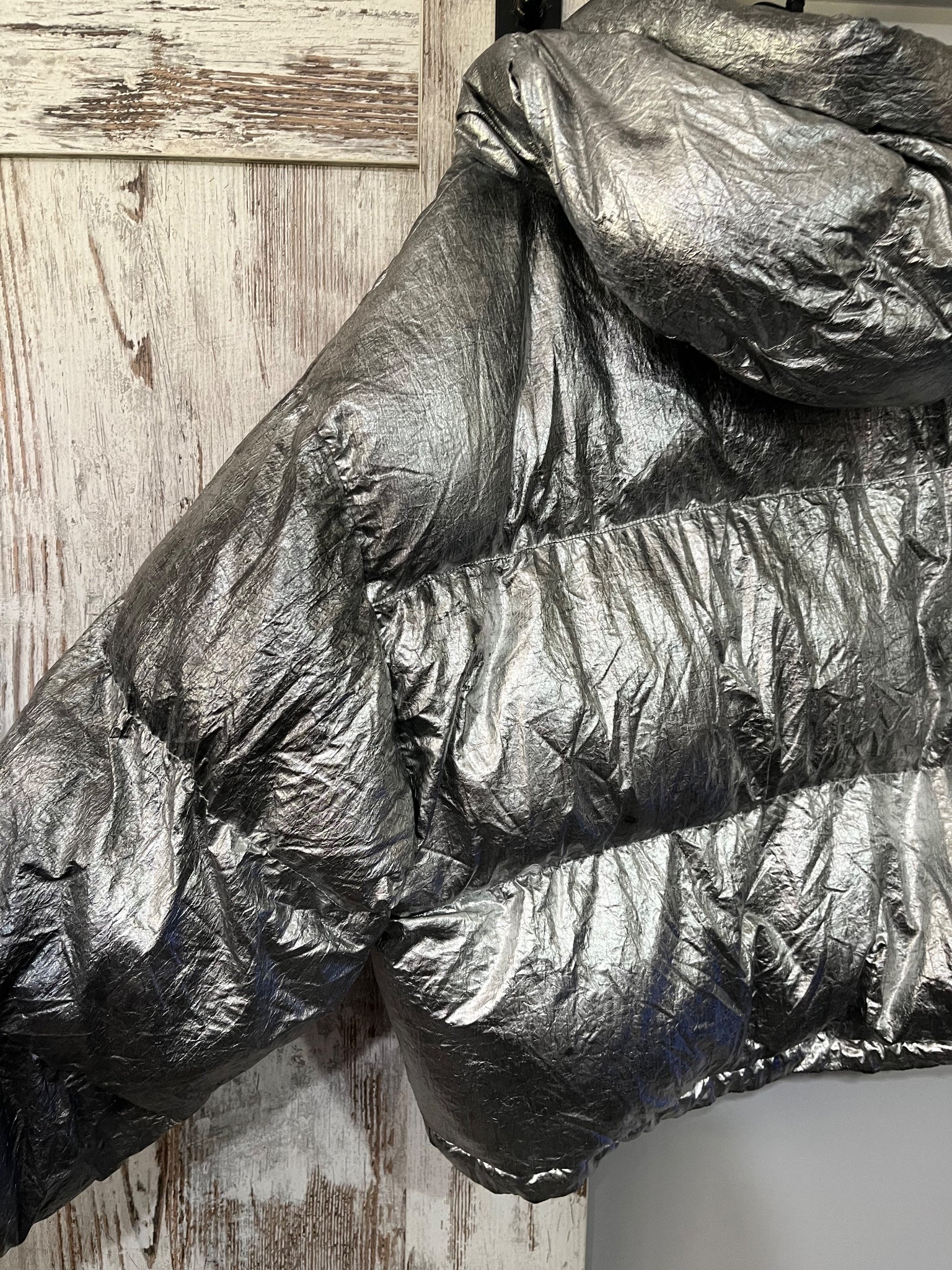 Iets Frans Metallic Silver Puffer Jacket - Image 6