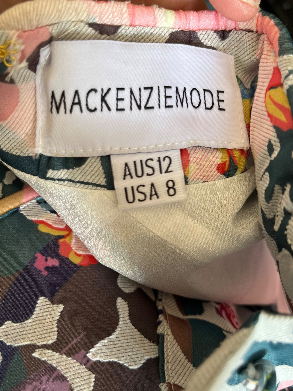 Mackenziemode Floral Print Long Sleeve Mini Dress AU 12 - Image 6